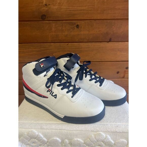 Fila Men's Vulc 13 Mid Plus Shoes - White / Blue / Red Sz 11 NWOT - Picture 1 of 8